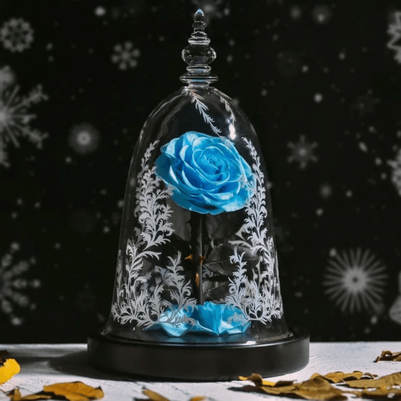 Preserved Rose Glass Dome – Elegant Eternal Floral Gift-Flower Teddy Bear