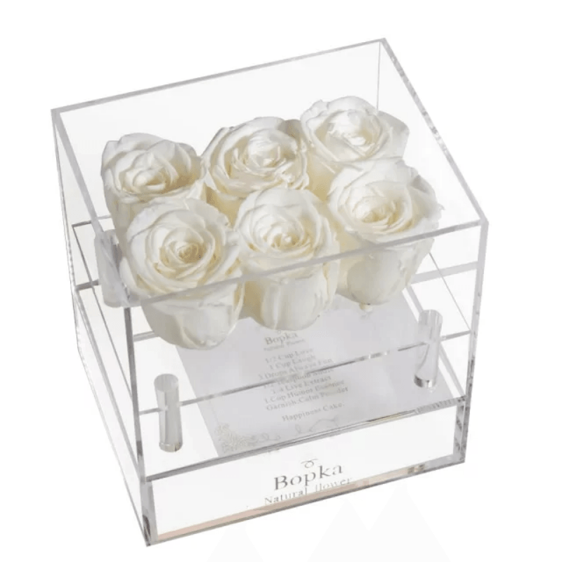 Acrylic Preserved Rose Box – Timeless Floral for Loved Ones-Flower Teddy Bear