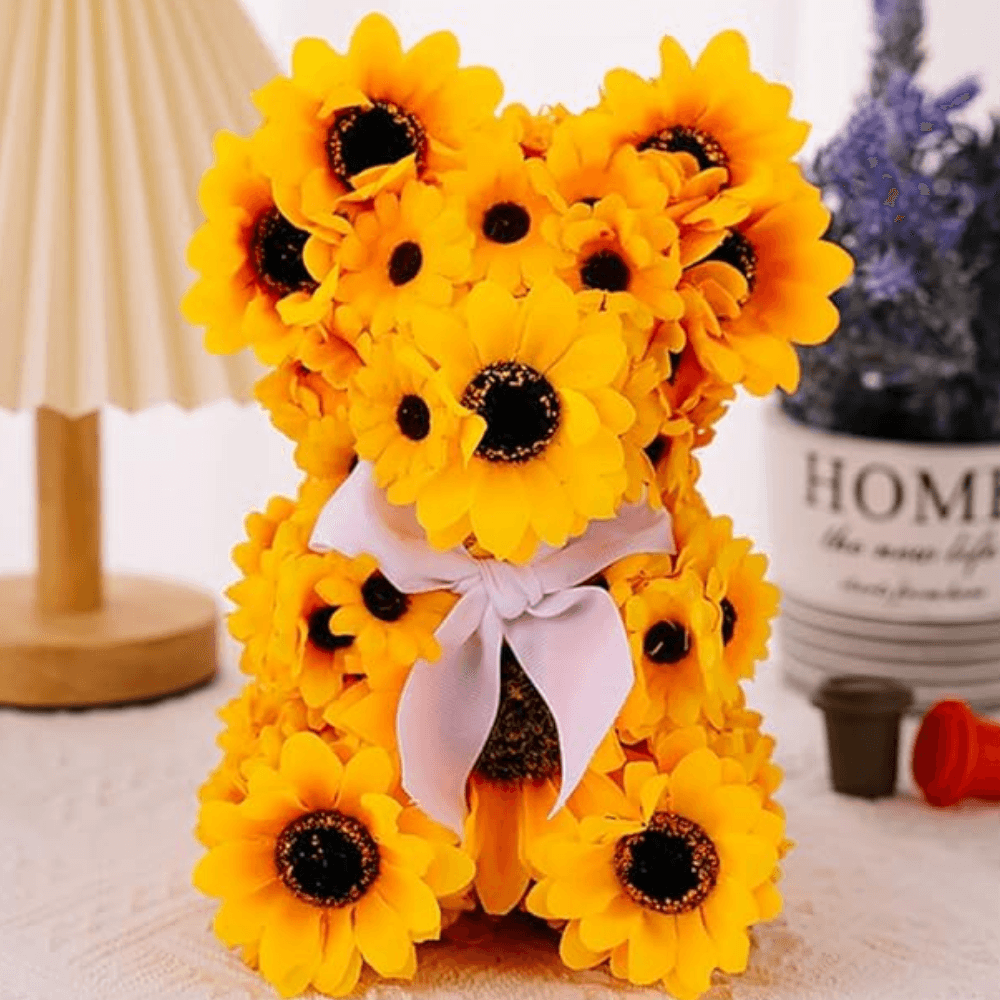 Sunflower Teddy Bear Doll – A Handmade Floral Gift Set-Flower Teddy Bear