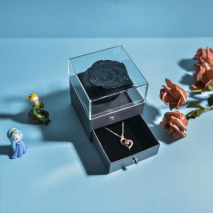 Acrylic Single Rose Jewelry Box – Timeless Gift for Loved Ones - Flower Teddy Bear