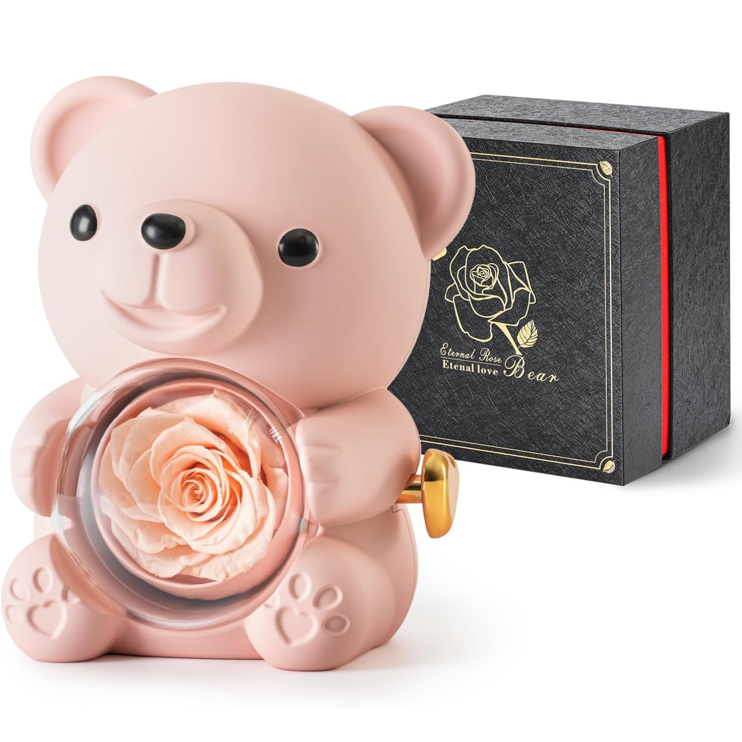 Gifting Teddy Bear With Preserved Roses-Flower Teddy Bear