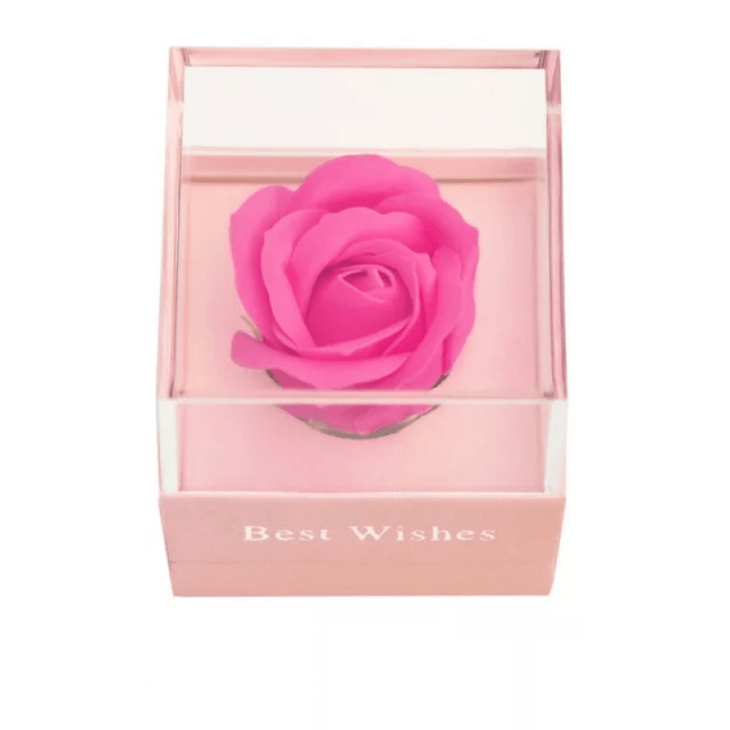 Soap Rose Acrylic Box-Flower Teddy Bear