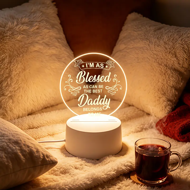 Tabletop Night Light Acrylic LED Gift For Dad