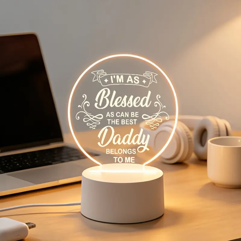 Tabletop Night Light Acrylic LED Gift For Dad