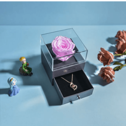 Acrylic Single Rose Jewelry Box – Timeless Gift for Loved Ones - Flower Teddy Bear