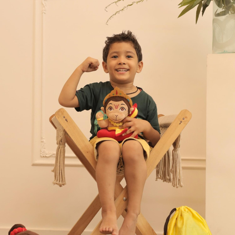 Mantra Chanting Hanuman Plush Toy-Flower Teddy Bear