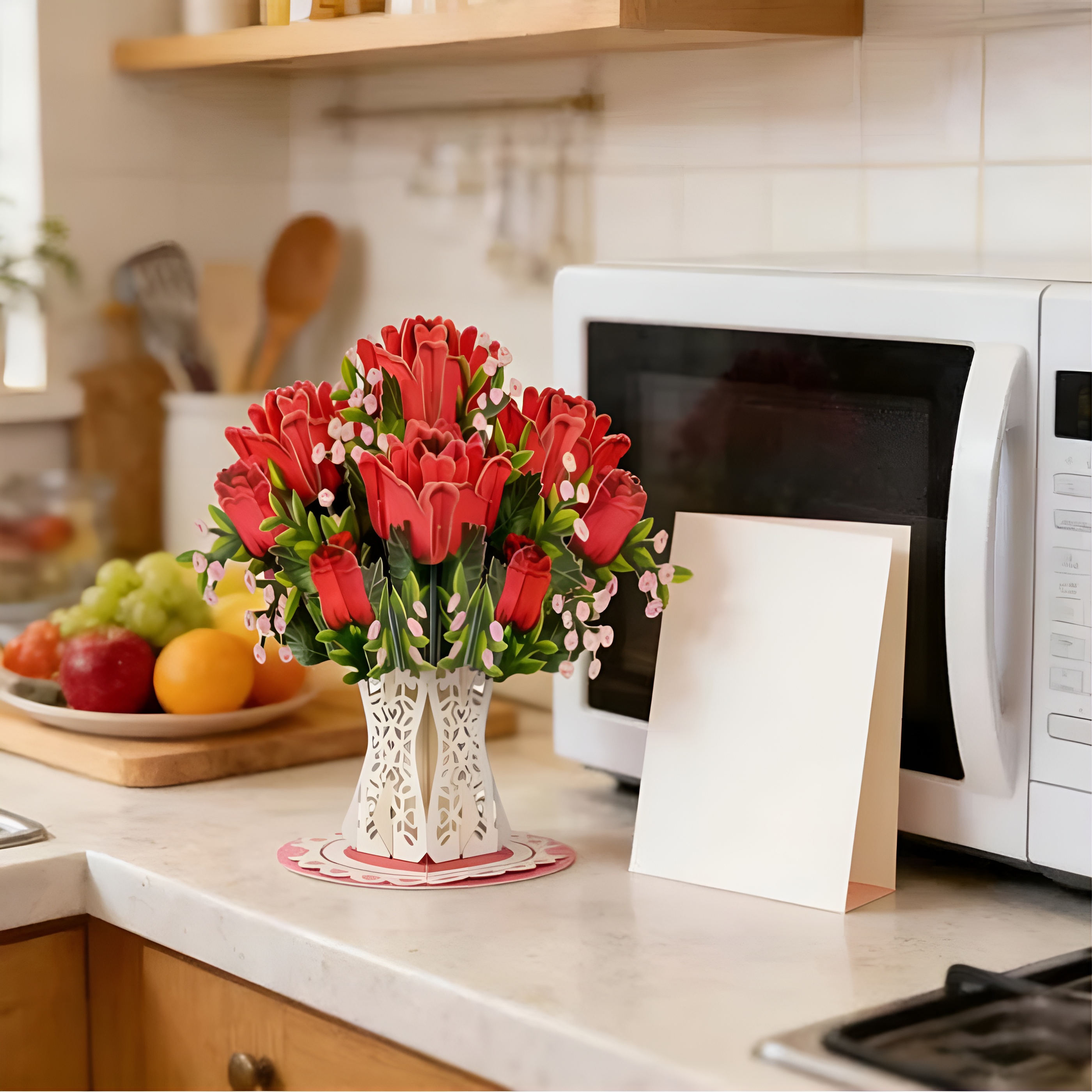 Personalized 3D Pop Up Flower Card With Everlasting Bloom Design And Message Space