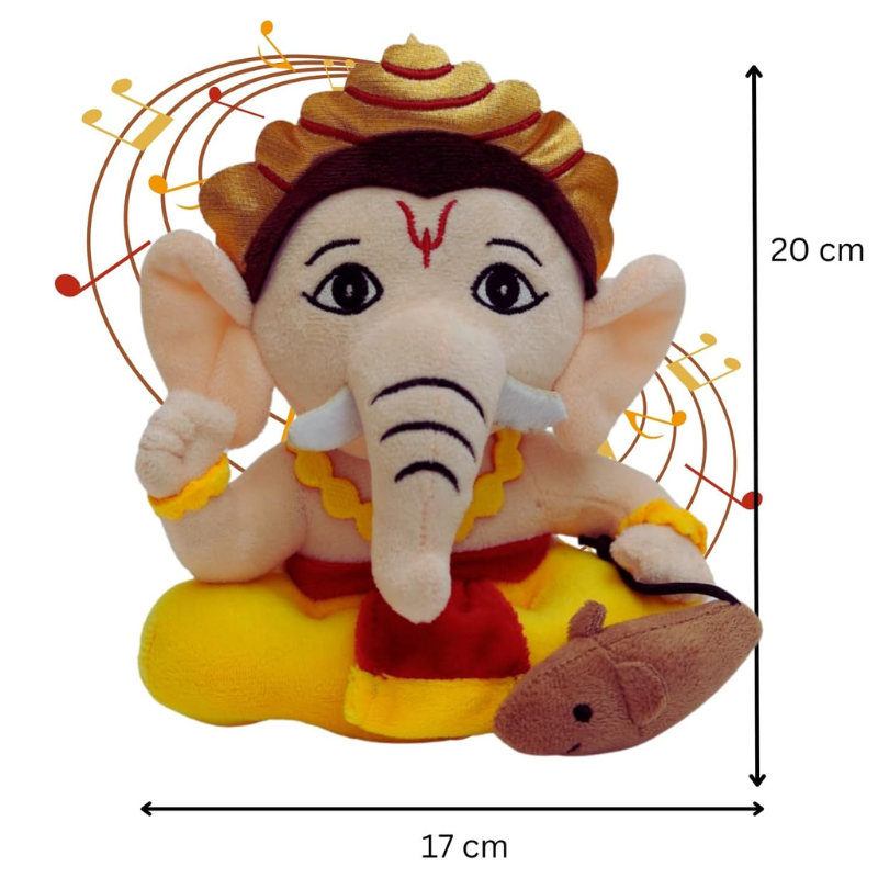 Mantra Chanting Musical Ganesha Toy-Flower Teddy Bear