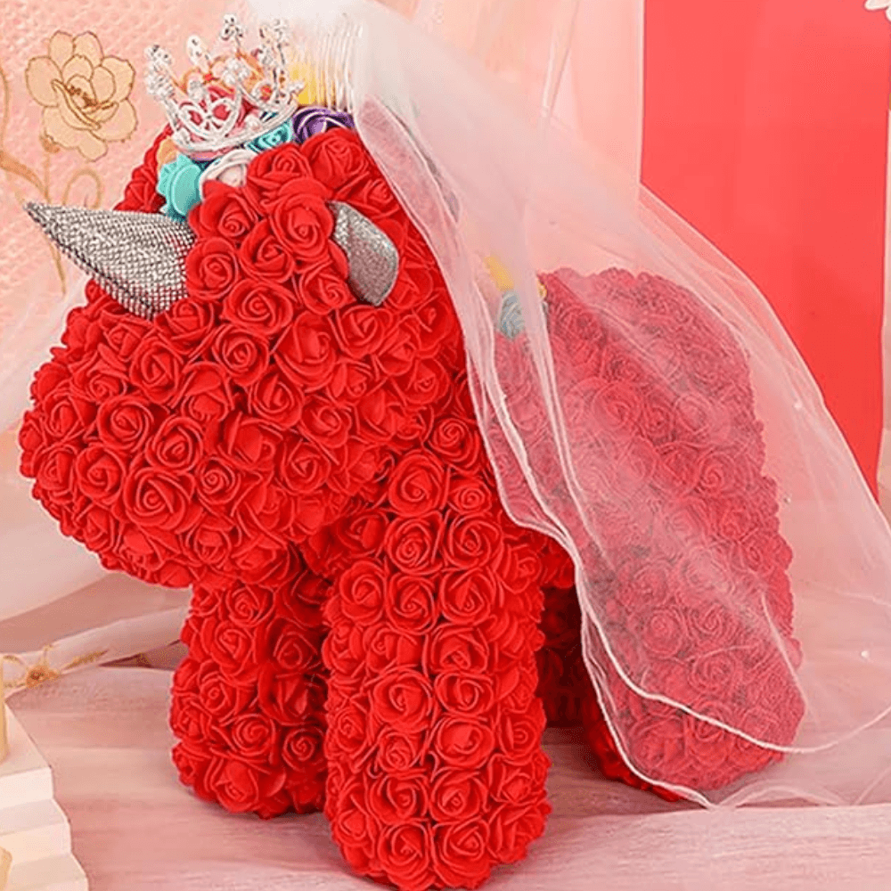 Handcrafted Rose Unicorn Gift - Preserved Roses For Lasting Beauty-Flower Teddy Bear