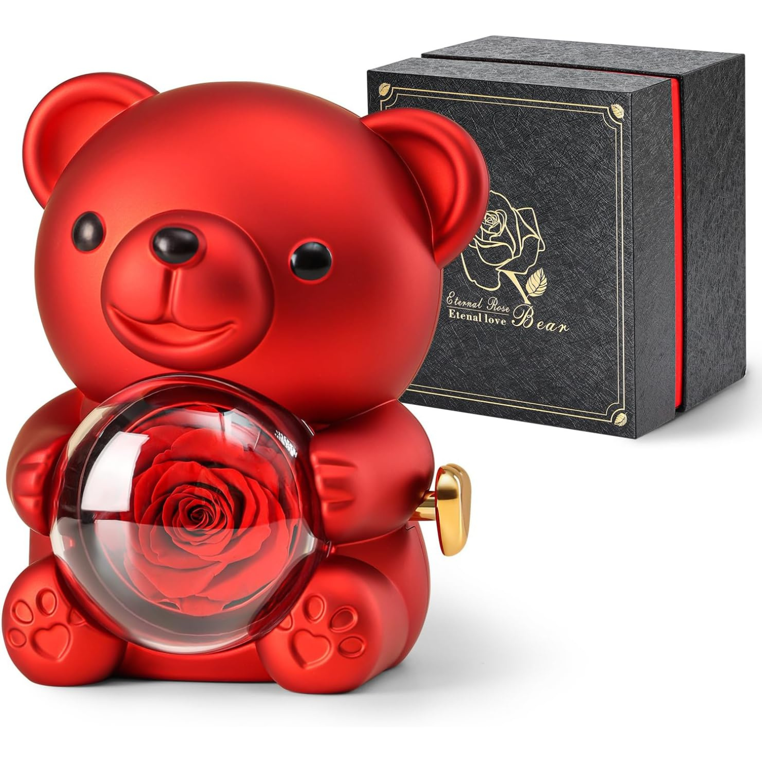 Gifting Teddy Bear With Preserved Roses-Flower Teddy Bear