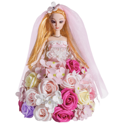 Princess Rose Display – Elegant Handmade Floral Gift-Flower Teddy Bear
