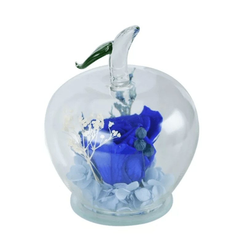 Preserved Rose Apple Glass Dome – Aesthetic And Timeless Elegance-Flower Teddy Bear