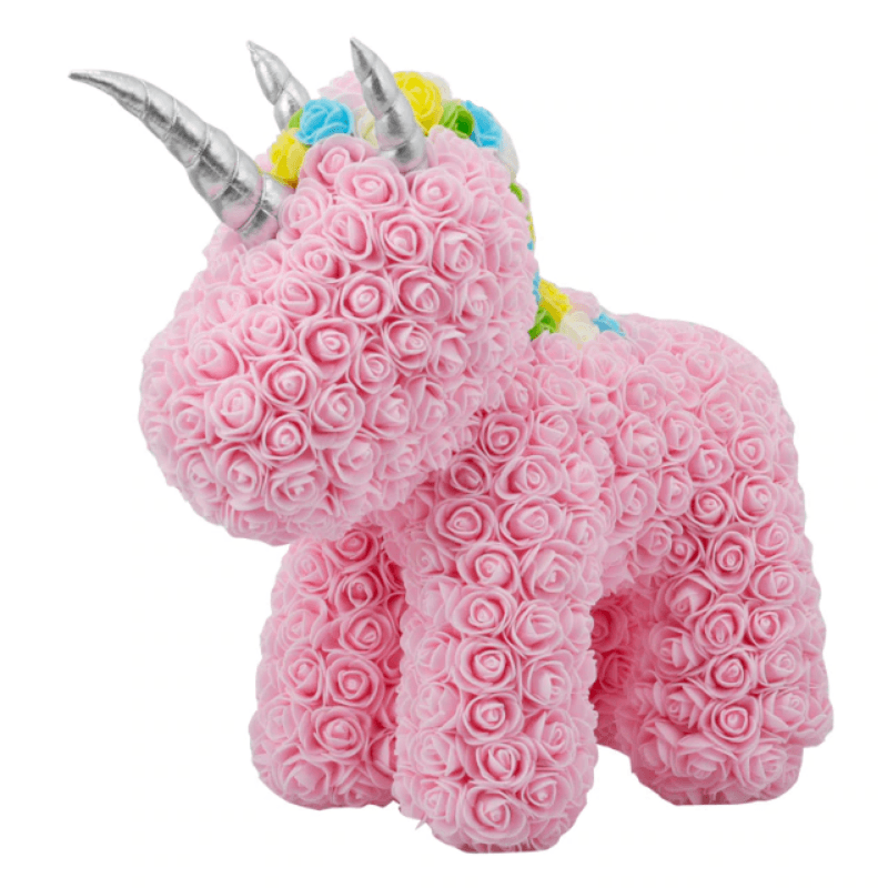 Rose Unicorn Faux Gift-Flower Teddy Bear