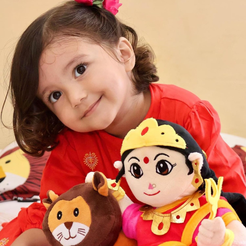 Durga Mantra Chanting Toy with Music-Flower Teddy Bear