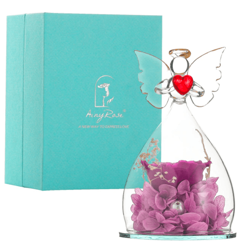 Elegant Preserved Rose Angel Dome – Romantic Timeless Gift-Flower Teddy Bear