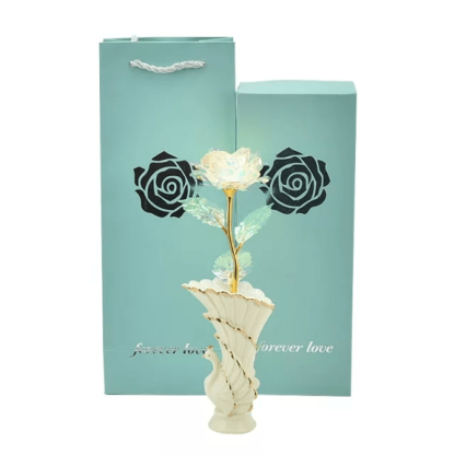 24k Gold Foil Plated Rose – A Timeless Gift of Elegance - Flower Teddy Bear