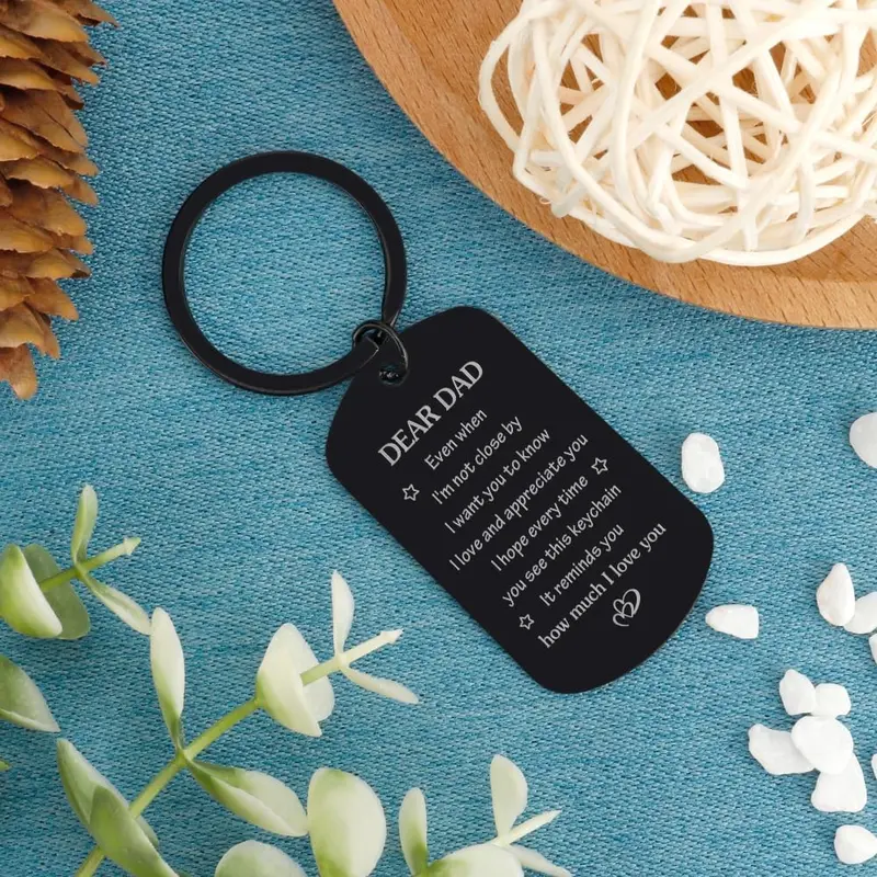 Double Sided Engraved Keychain Gift For Dad