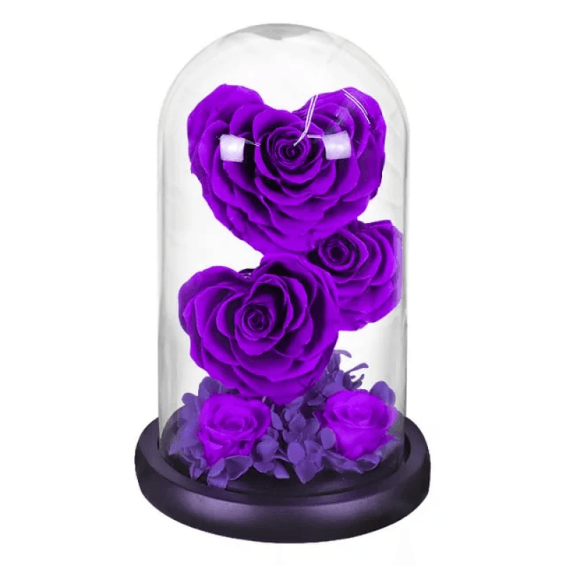 Heart-Shaped Roses in Dome – Timeless And Elegant Keepsake-Flower Teddy Bear