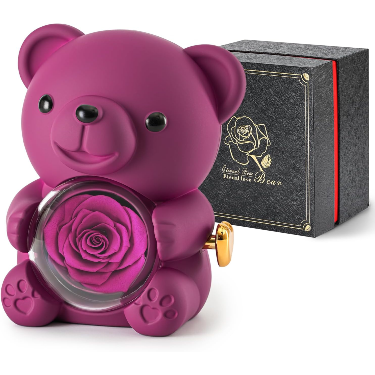 Gifting Teddy Bear With Preserved Roses-Flower Teddy Bear