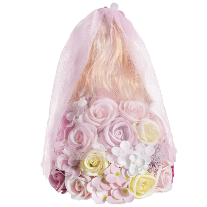 Princess Rose Display – Elegant Handmade Floral Gift-Flower Teddy Bear