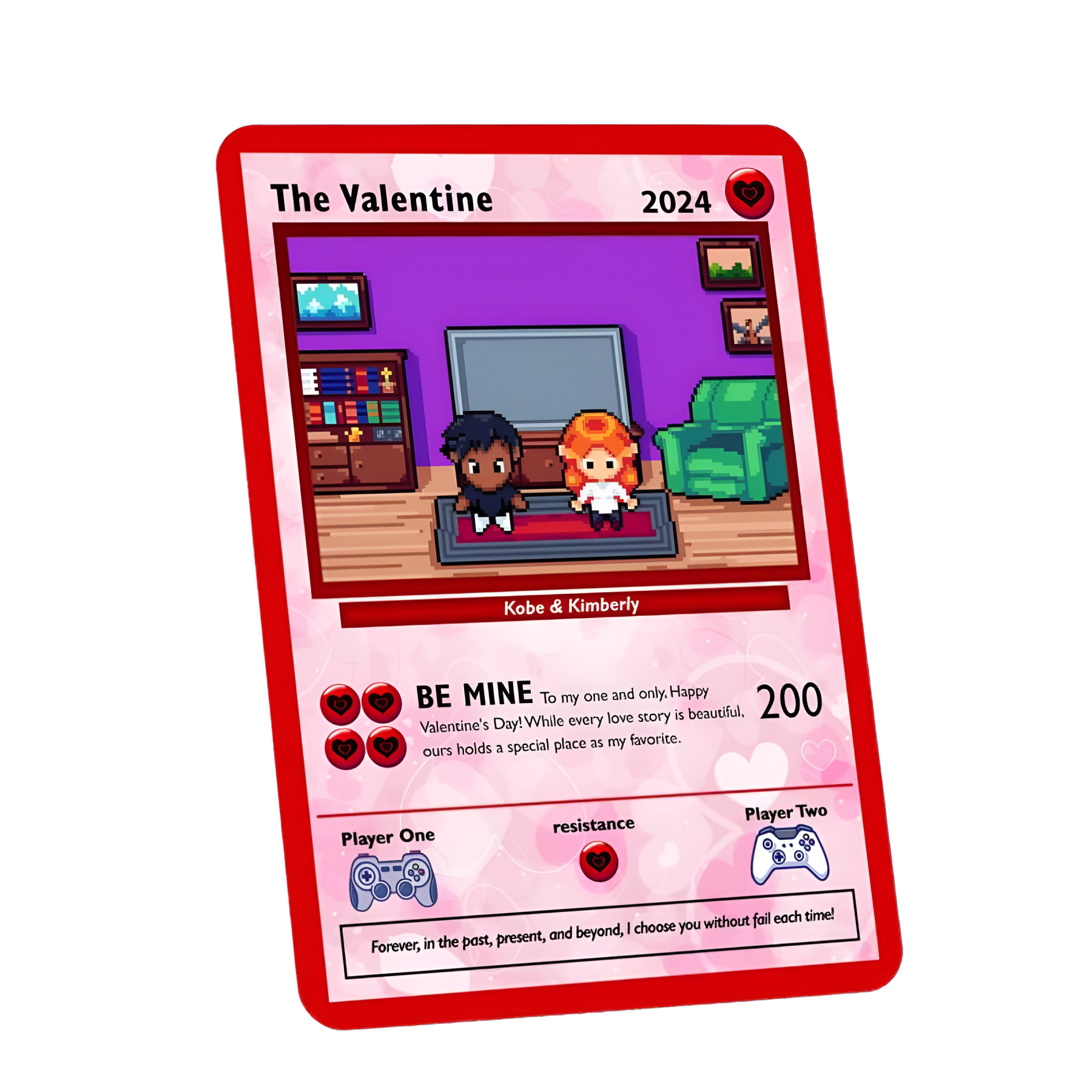 Retro Pixel Art Valentine Card With Custom Avatars And Text Message