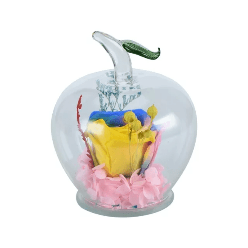 Preserved Rose Apple Glass Dome – Aesthetic And Timeless Elegance-Flower Teddy Bear