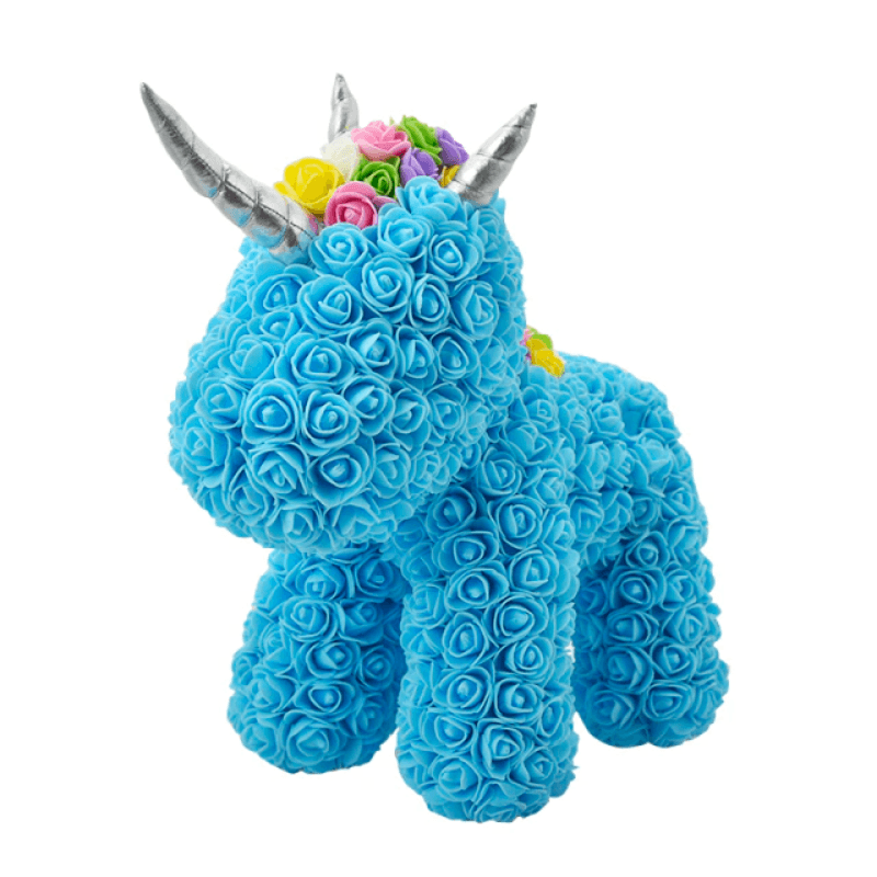 Rose Unicorn Faux Gift-Flower Teddy Bear
