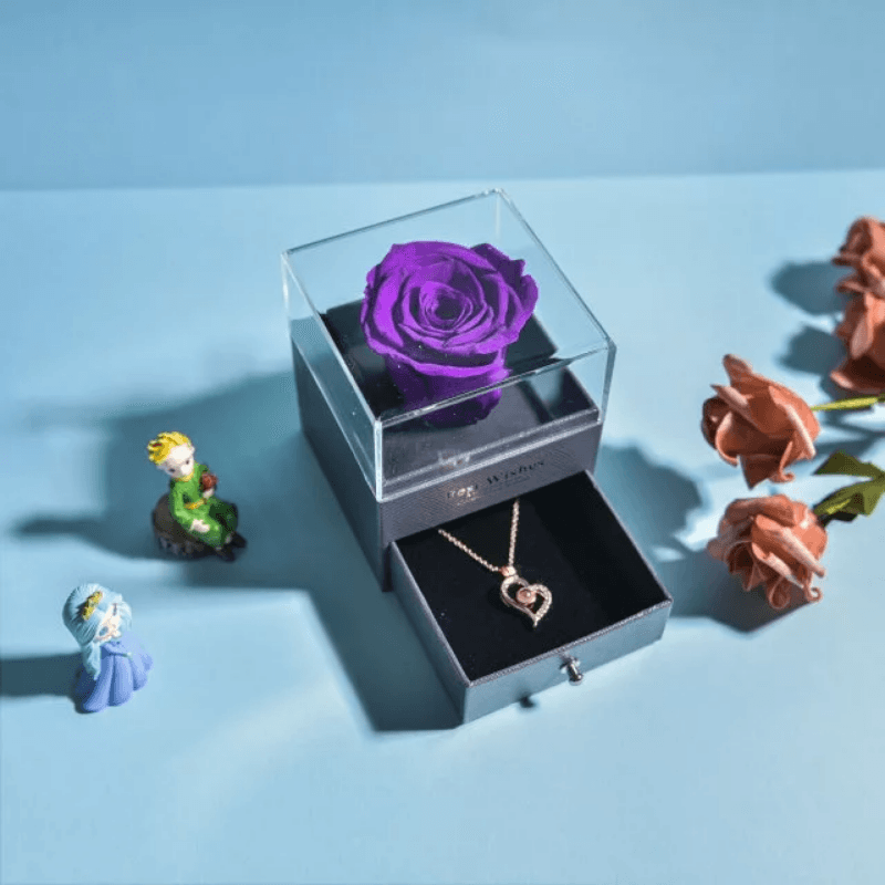 Acrylic Single Rose Jewelry Box – Timeless Gift for Loved Ones - Flower Teddy Bear