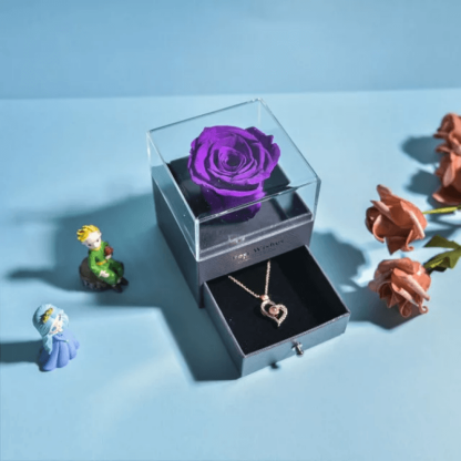 Acrylic Single Rose Jewelry Box – Timeless Gift for Loved Ones - Flower Teddy Bear