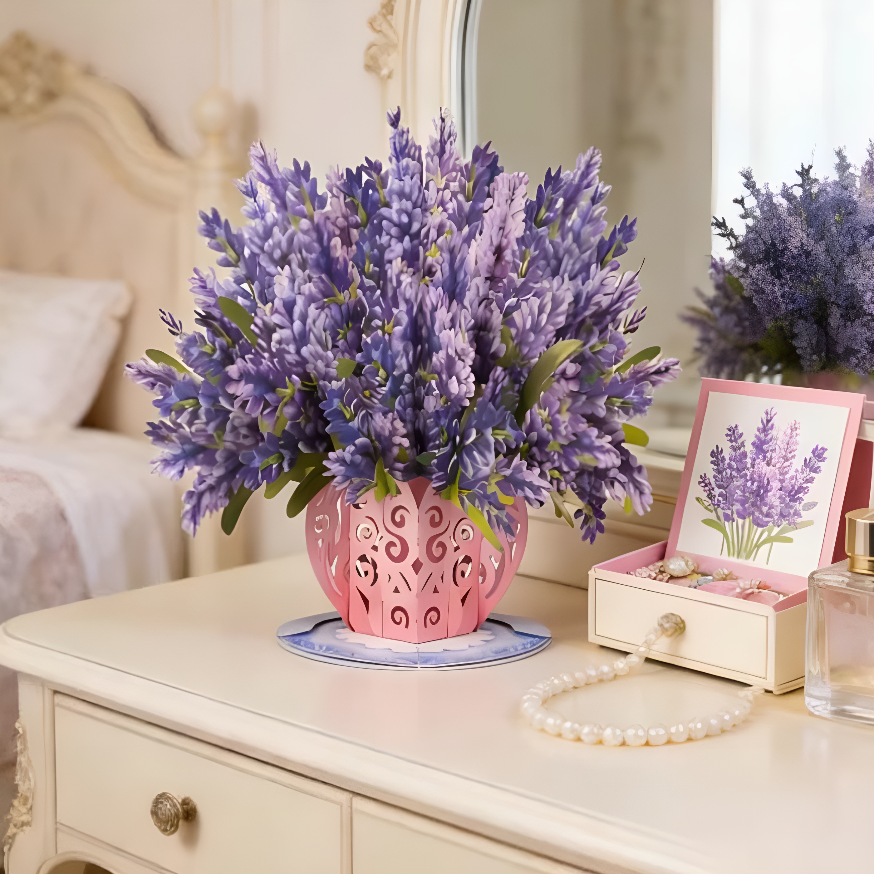 Personalized 3D Pop Up Flower Card With Everlasting Bloom Design And Message Space