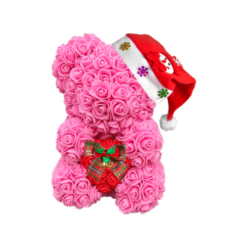 Christmas Bow Rose Bear – A Festive and Elegant Gift-Flower Teddy Bear