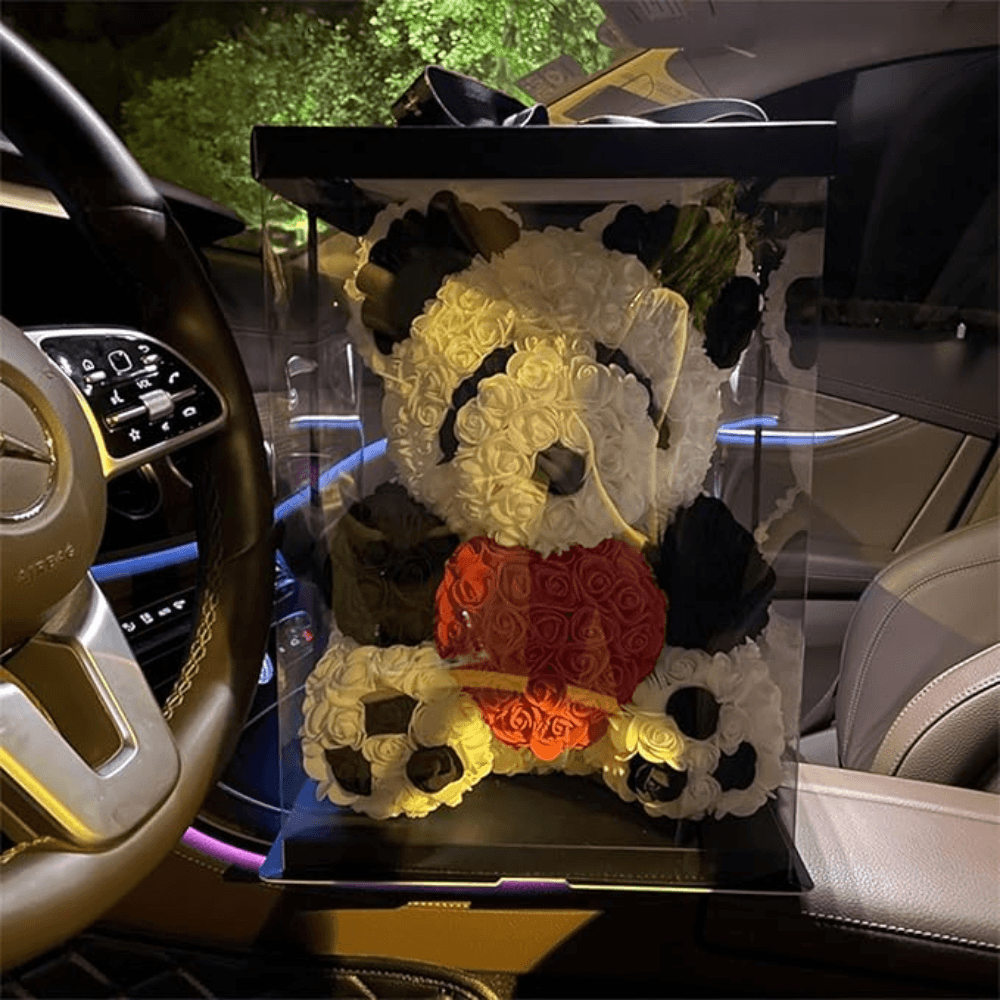Rose Teddy Bear -  Decorative Gift Box And LED Lights-Flower Teddy Bear