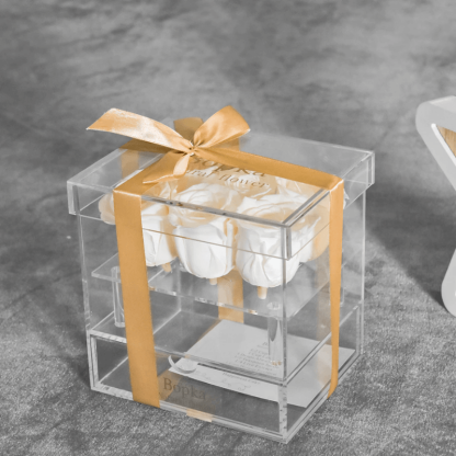 Acrylic Preserved Rose Box – Timeless Floral for Loved Ones - Flower Teddy Bear