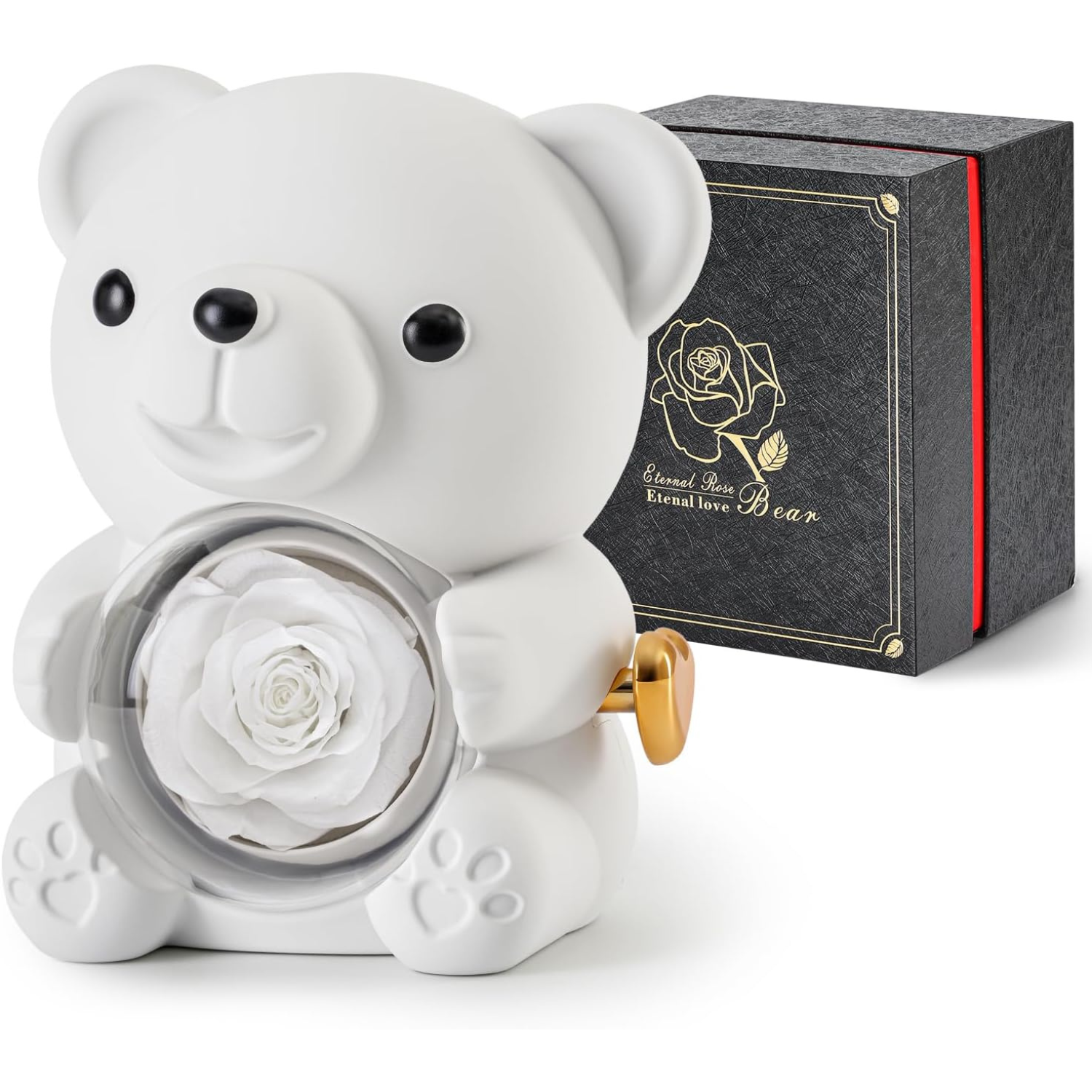 Gifting Teddy Bear With Preserved Roses-Flower Teddy Bear