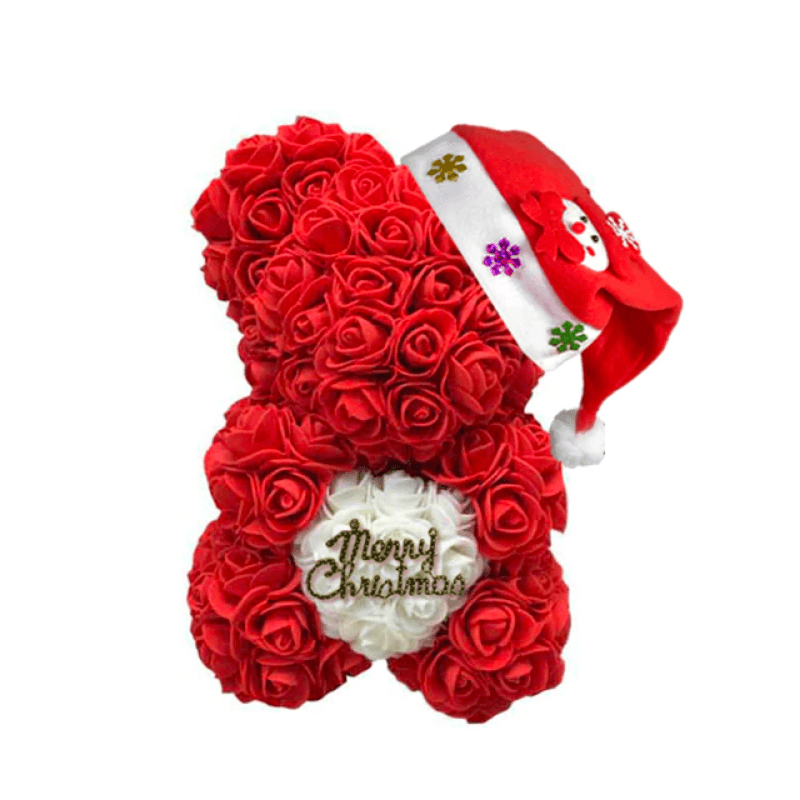 Christmas Hug Rose Bear – A Thoughtful Holiday Gift-Flower Teddy Bear