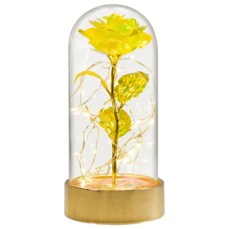Gold Base Galaxy Rose Dome - An Eternal Flower With LED Lights-Flower Teddy Bear