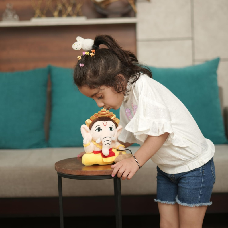 Mantra Chanting Musical Ganesha Toy-Flower Teddy Bear