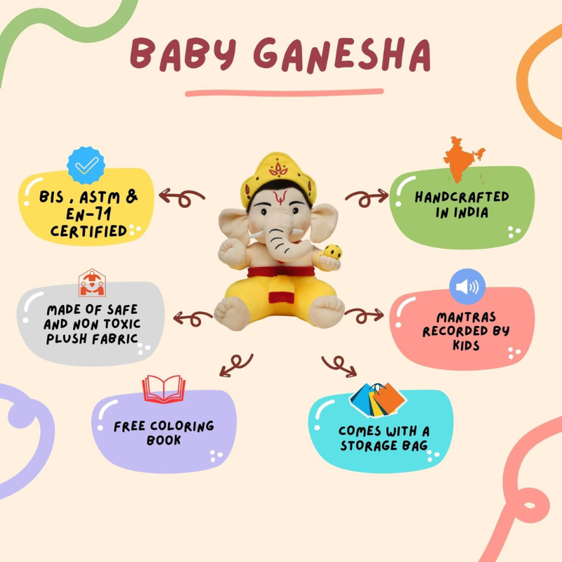 Mantra Chanting Baby Ganesha Toy-Flower Teddy Bear