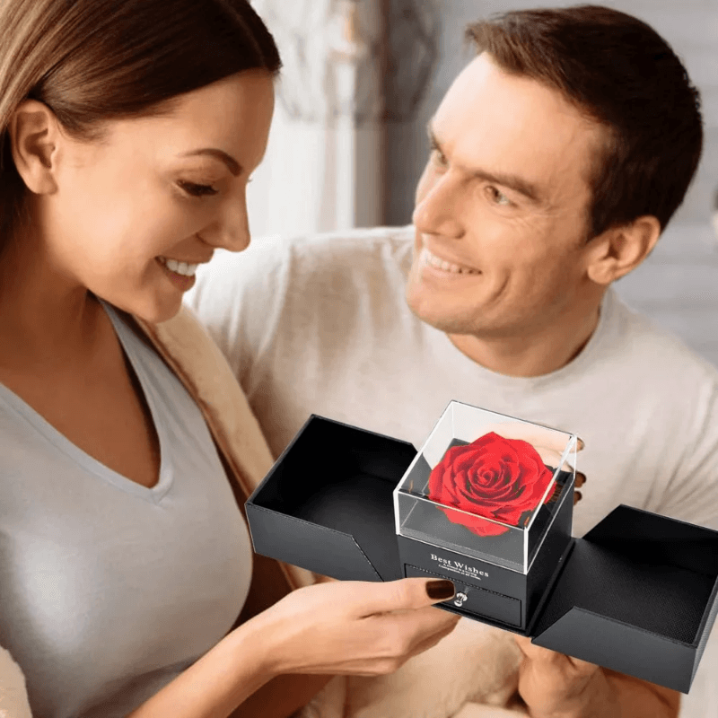 Single Rose Box-Flower Teddy Bear