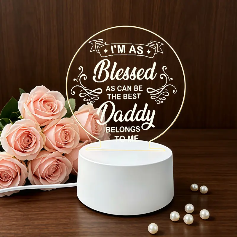 Tabletop Night Light Acrylic LED Gift For Dad