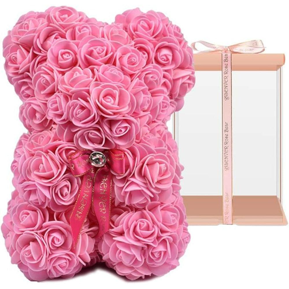 Artificial Rose Display - With Floral Decorative Gift Box-Flower Teddy Bear