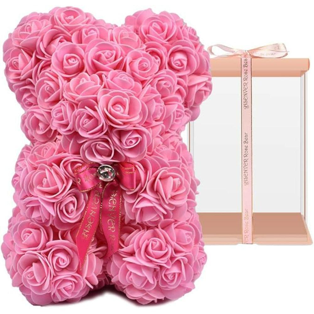 Artificial Rose Display - With Floral Decorative Gift Box-Flower Teddy Bear