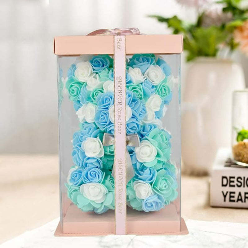 Artificial Rose Teddy Bear-Flower Teddy Bear