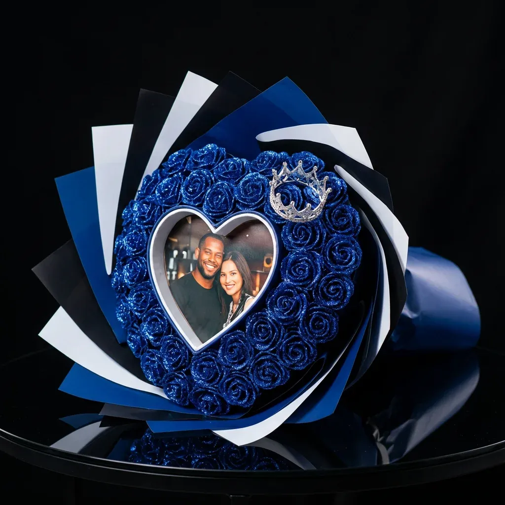 Personalized Everlasting Glitter Rose Bouquet For Gift