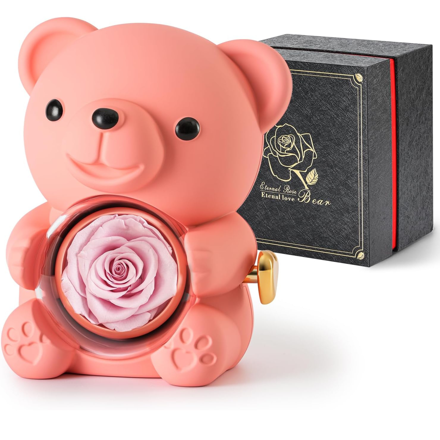 Gifting Teddy Bear With Preserved Roses-Flower Teddy Bear