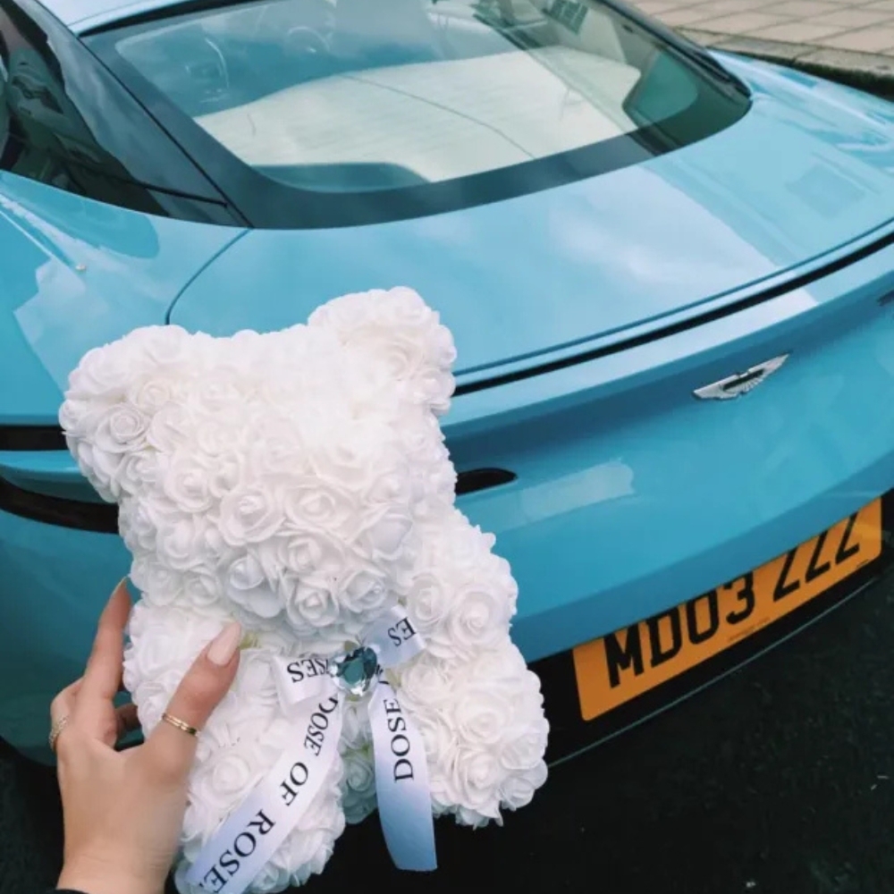 Flower Teddy Bear Gift Box With Ribbon