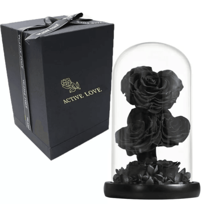 Heart-Shaped Roses in Dome – Timeless And Elegant Keepsake-Flower Teddy Bear
