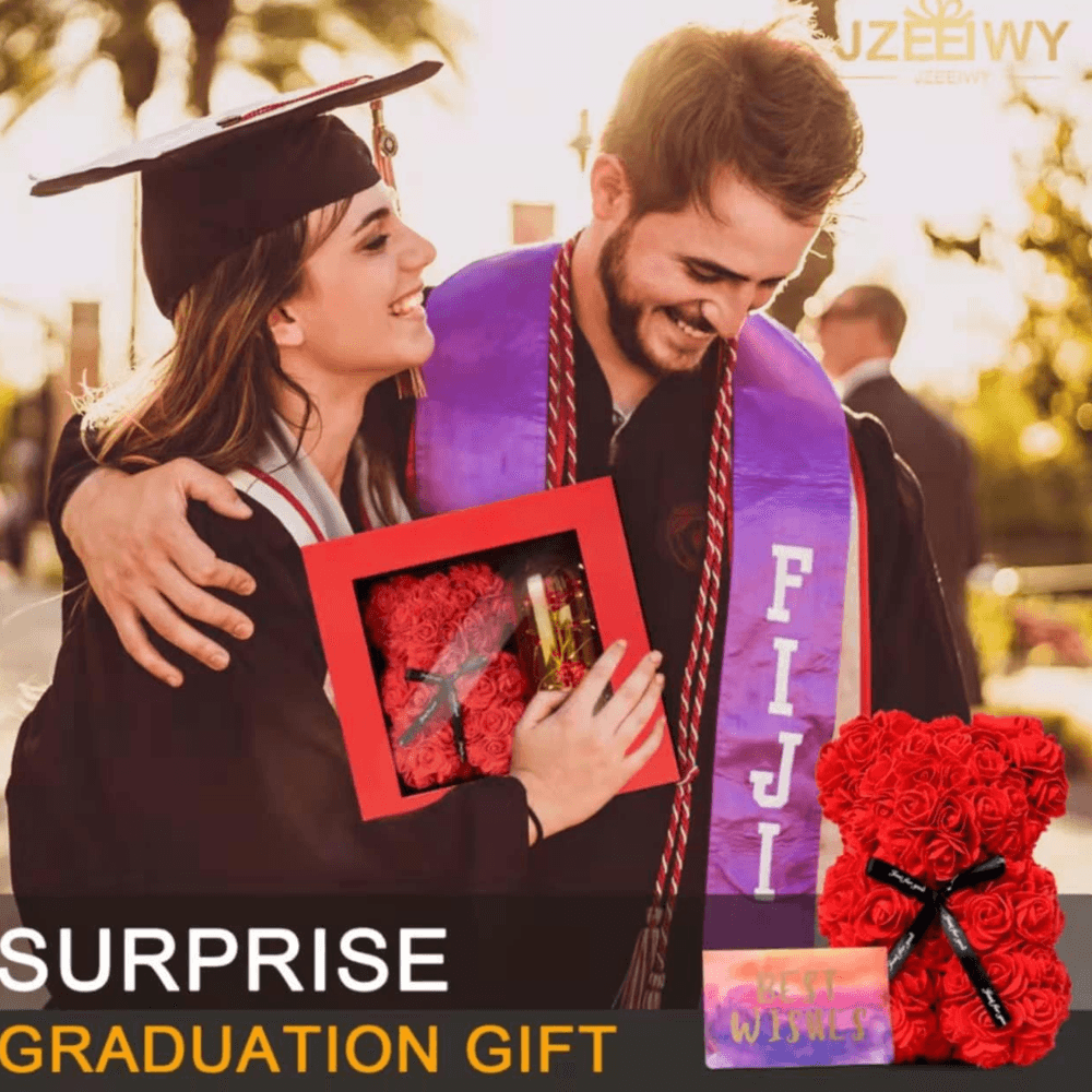 Faux Rose Teddy Bear - Timeless Gift For Every Occasion-Flower Teddy Bear