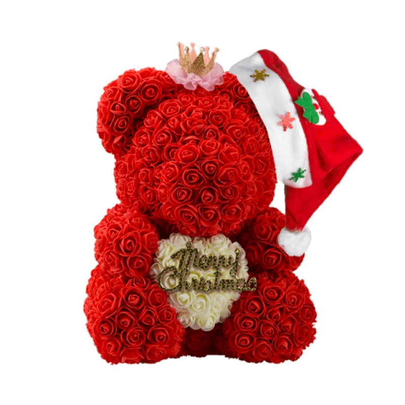Christmas Hug Rose Bear – A Thoughtful Holiday Gift-Flower Teddy Bear