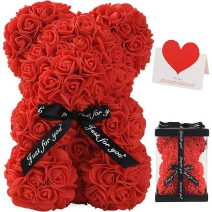 Rose Teddy Bear Gift - Handcrafted For Decoration And Gifting-Flower Teddy Bear